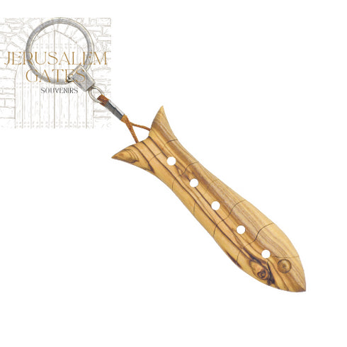 Olive Wood Fish Rosary Key Chain